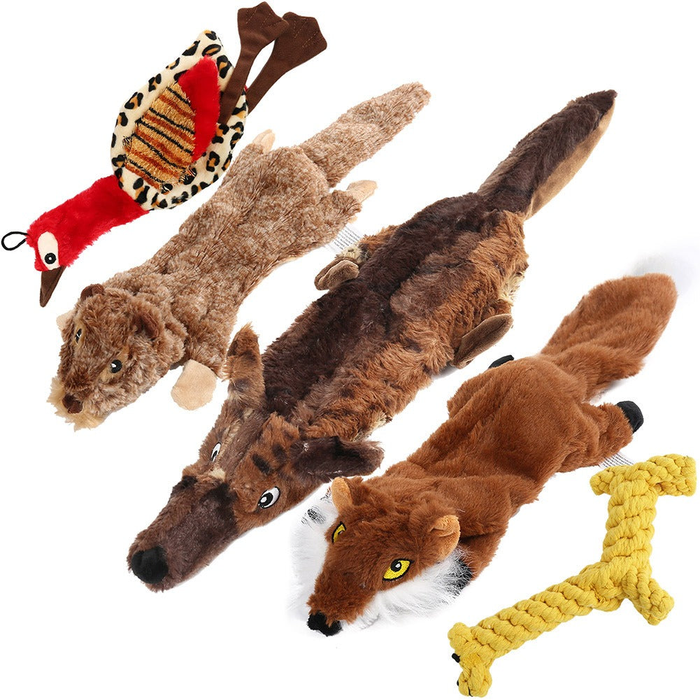 Squeaky Dog Toys 5-Pack No Stuffing Plush Chew Toy Bundle | Durable Animal Toys for Small Medium Large Dogs, Double Squeaker Puppy Teething Toy Set with Bonus - product image 14