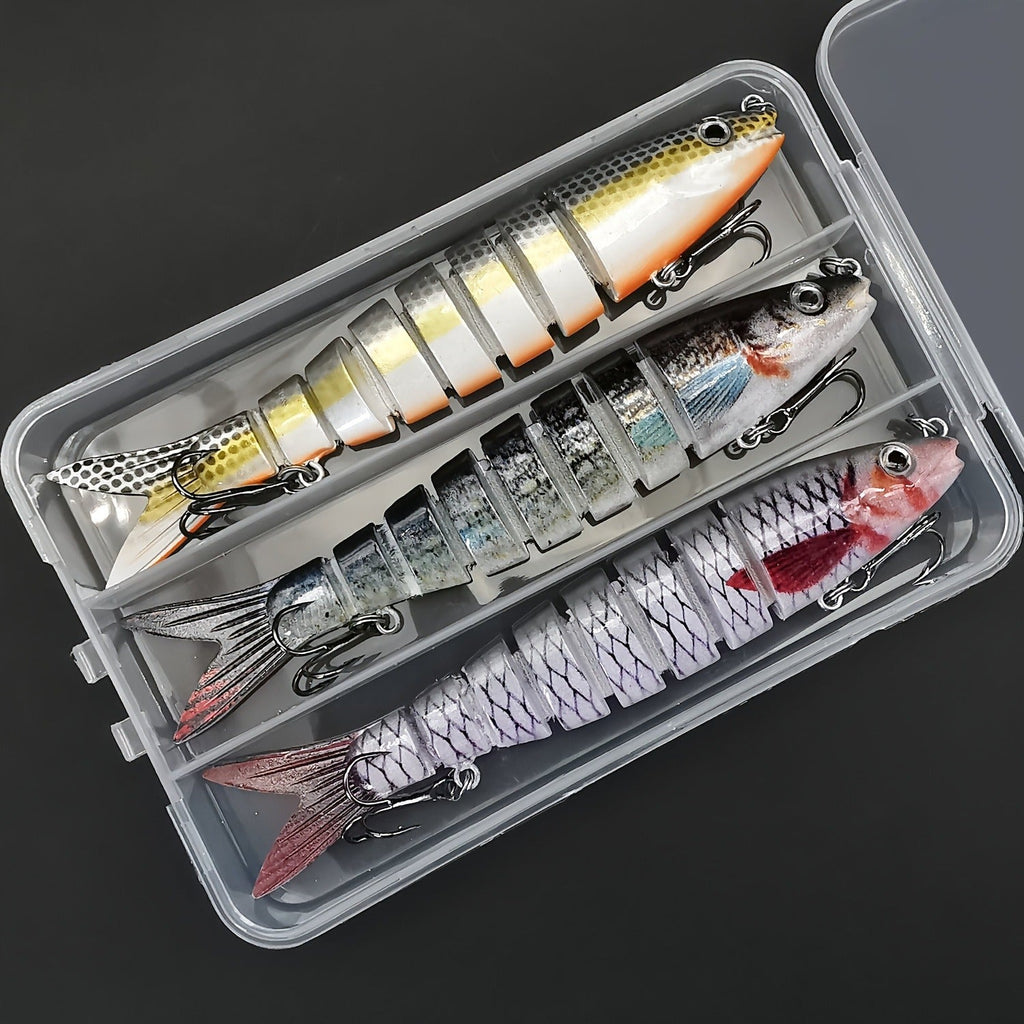 Slow Sinking Lifelike 3D Eyes ABS Body, Pearl Powder Coating, 8-Section Woven Fabric Jointed Lure Kit for Freshwater & Saltwater, 2 Models (FCP2P-392 / - product image 7