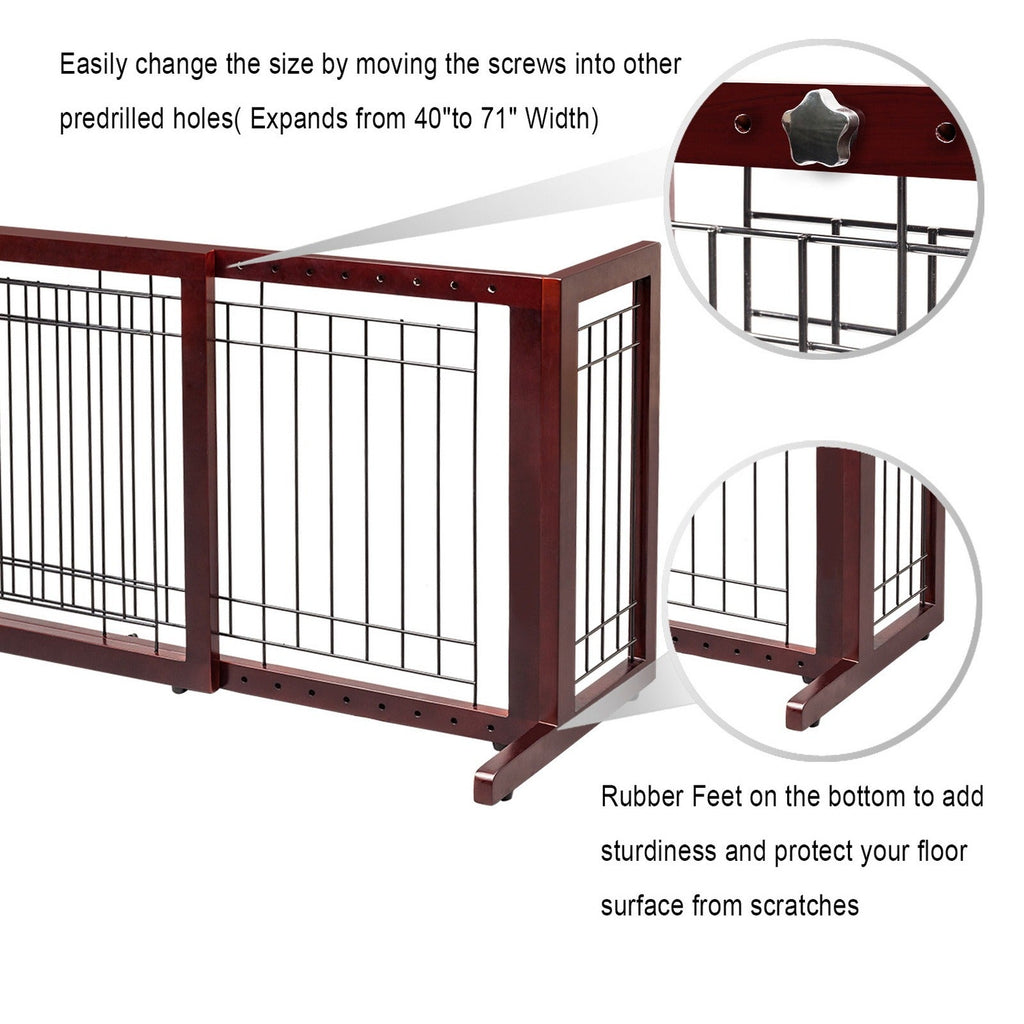 Freestanding Pet Gate for Dogs & Cats | Solid Wood Dog Gate for House, Adjustable 40" to 71" Wide, Indoor Dog Fence for Doorways Stairs Hallways, No-Drill - product image 15