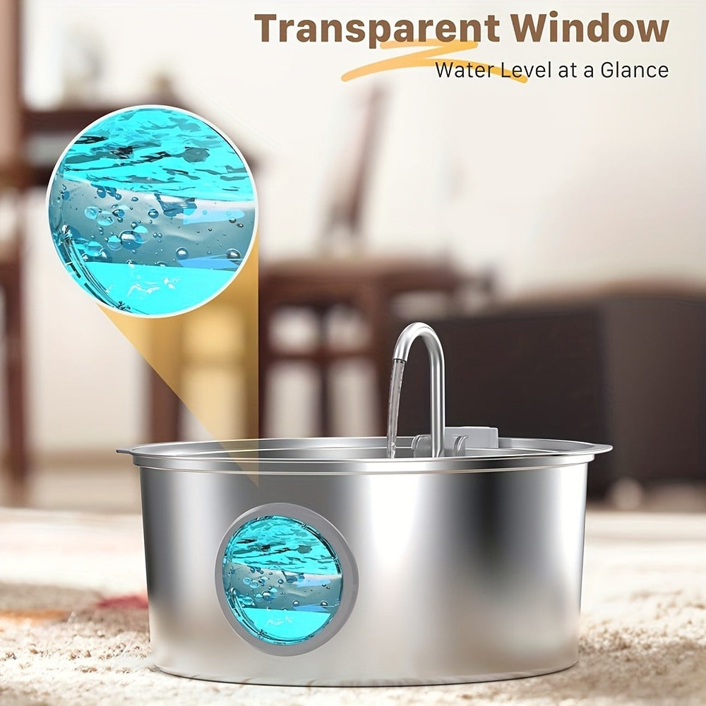 Stainless Steel Pet Water Fountain 1.85 Gal | Smart 304 SS Large Capacity Cat Dog Automatic Water Dispenser, Silent Pump, Filter Chip, Water Level Window - product image 8