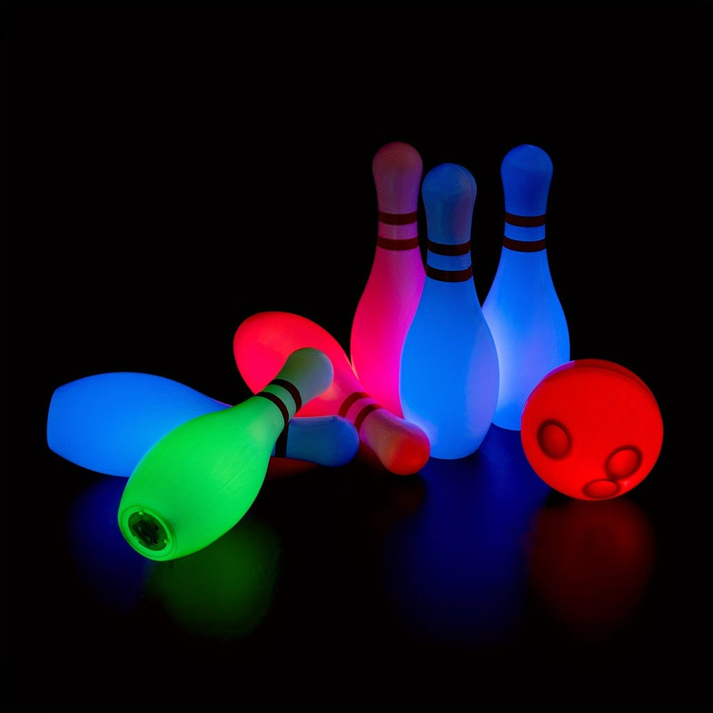10 Pins & 2 Balls Indoor Outdoor Game Boys Girls Birthday Gift – Glow in the Dark Bowling Set for Kids