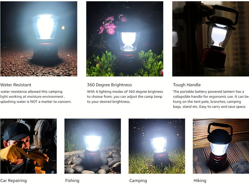 High Brightness Portable Camp Lights for Hiking, Fishing, Emergency Power Outage & Outdoor Adventures, Adjustable Brightness Tent Lantern Set – 4-Pack COB LED - product image 13