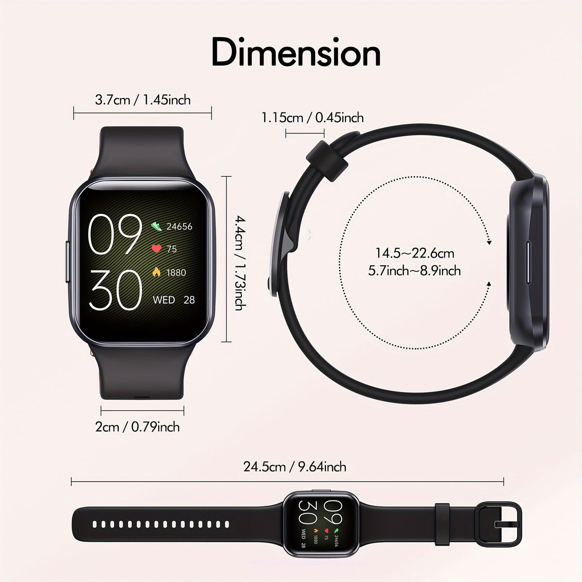 1.69" HD Screen, 25 Sports Modes, IP68 – Fitness Tracker Smartwatch