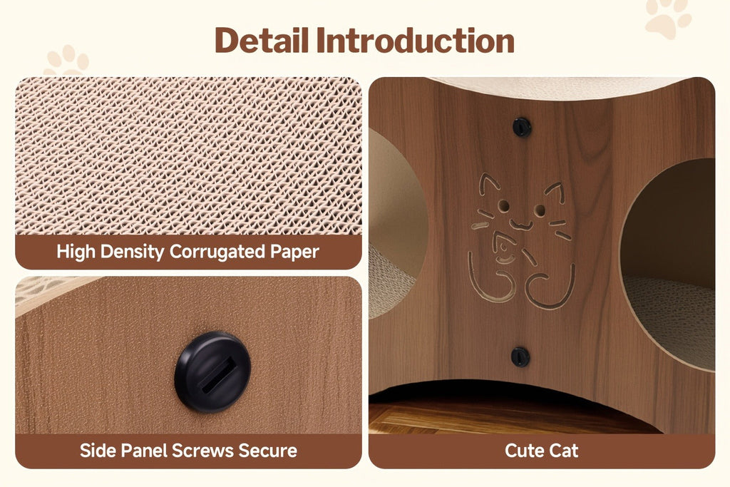 Cat Scratching Post with Integrated Cat Bed – Sturdy Walnut Wood Base, 4-Season Woven Scratch Pad, Indoor Cat Scratcher Lounge for Scratching, Lounging & Play - product image 10
