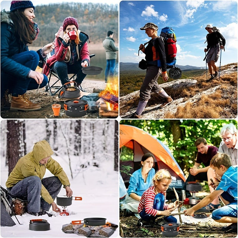 Camping Cookware Set for 2-3 People – Frying Pan – Carry-along Aluminum Outdoor Cooking Kit with Pot – Kettle & Cutlery – Featherlight Foldable Camp Kitchen - product image 10