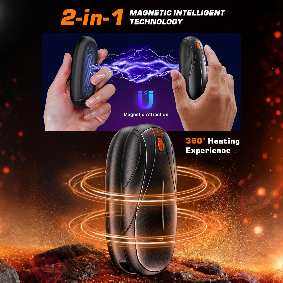 Rechargeable Hand Warmers 2 Pack with Charging Case – Electric Travel-friendly Pocket Heater, Quick Charge, Reusable Heat Packs for Winter Outdoor Camping - product image 9