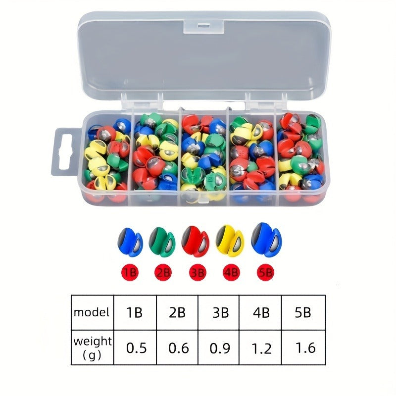 Fishing Sinkers 100pcs Rubber Coated Split Shot | 5 Sizes 1B-5B Detachable Round Mouth Lead Weights, Mixed Colors, Freshwater Saltwater Fishing Tackle - product image 8
