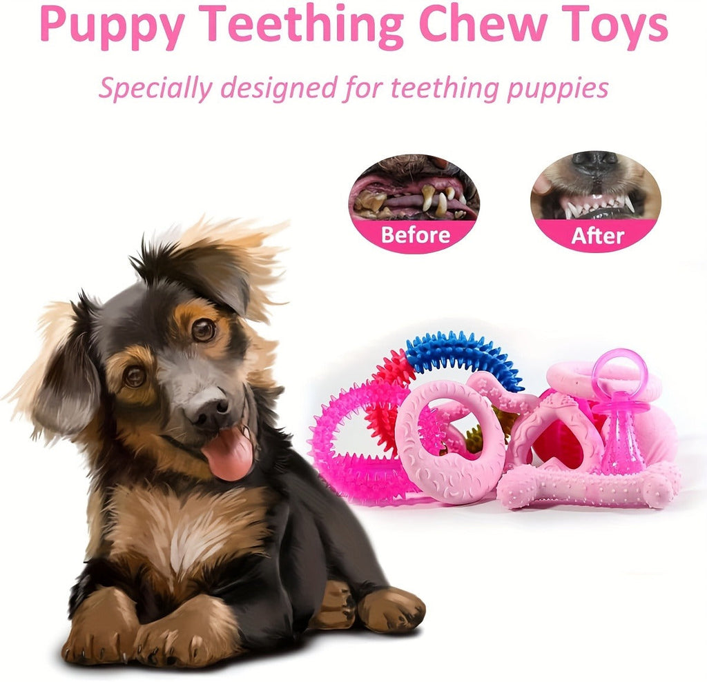 Puppy Teething Chew Toys Pink Bundle 5 or 8 Pack Soft Dog Toothbrush Toy & Interactive Chew Balls for Small Dogs – Cute Puppy Toy Set for Teething Relief - product image 5