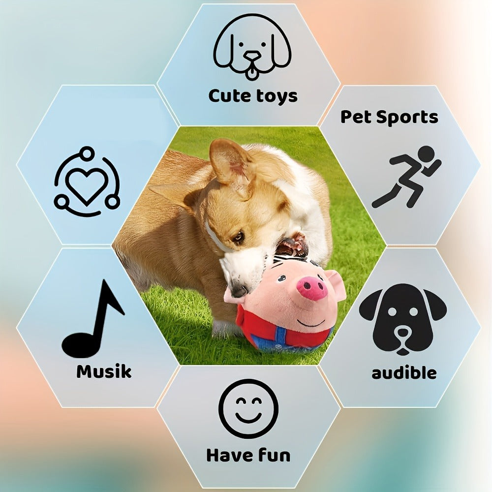 Electronic Rolling Dog Toy Ball | USB Rechargeable Cartoon Pig Plush Toy with Jumping Vibration & Sound, Automatic Self-Moving Washable Interactive Toy for - product image 5