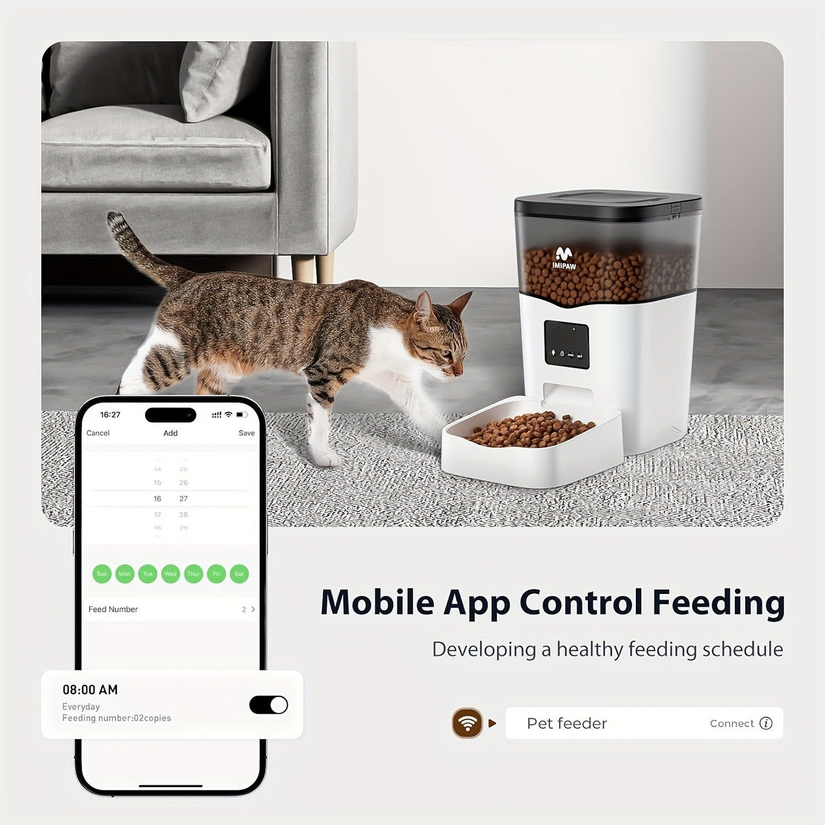 Smart WiFi Automatic Pet Feeder 101oz – App Control, Up to 10 Meals Per Day, HD Camera Option with 2.4G & 5G, Voice Assistant Compatible, USB Powered, Remote - product image 8