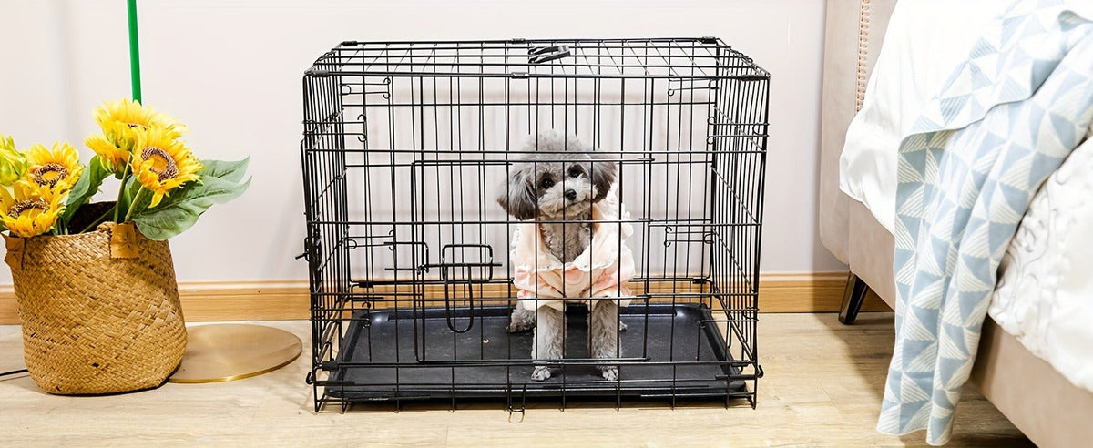 Folding Metal Wire Dog Cage with Leak-Proof Tray, Indoor Outdoor Travel Pet Kennel for Small Medium Large Dogs, 5 Sizes | Dog Crate with Divider Panel & Double - product image 14