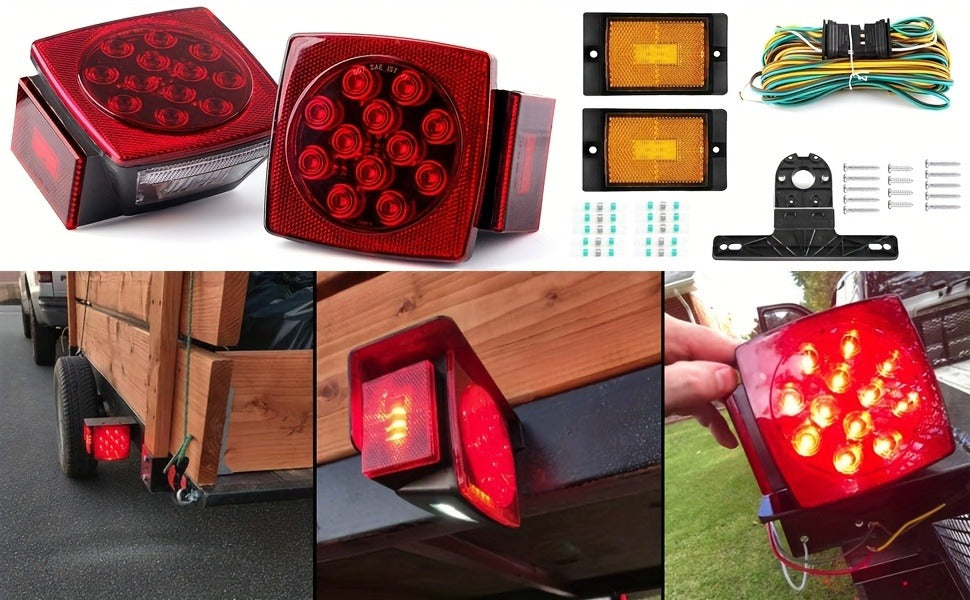 Utility Trailer Lights for Boat, RV & Truck Under 80", Complete Wiring Harness, License Plate Bracket, Corrosion-Resistant Tail & Turn Signal Lights | LED - product image 8