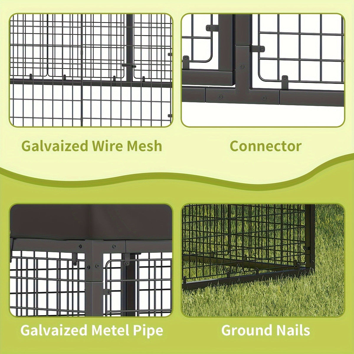 Outdoor Dog Kennel Heavy Duty Galvanized Steel with Roof Double Safety Locks Rust-Resistant Large Dog Cage Fence Run for Big Dogs Multiple Sizes 1.2M to 9M for - product image 7
