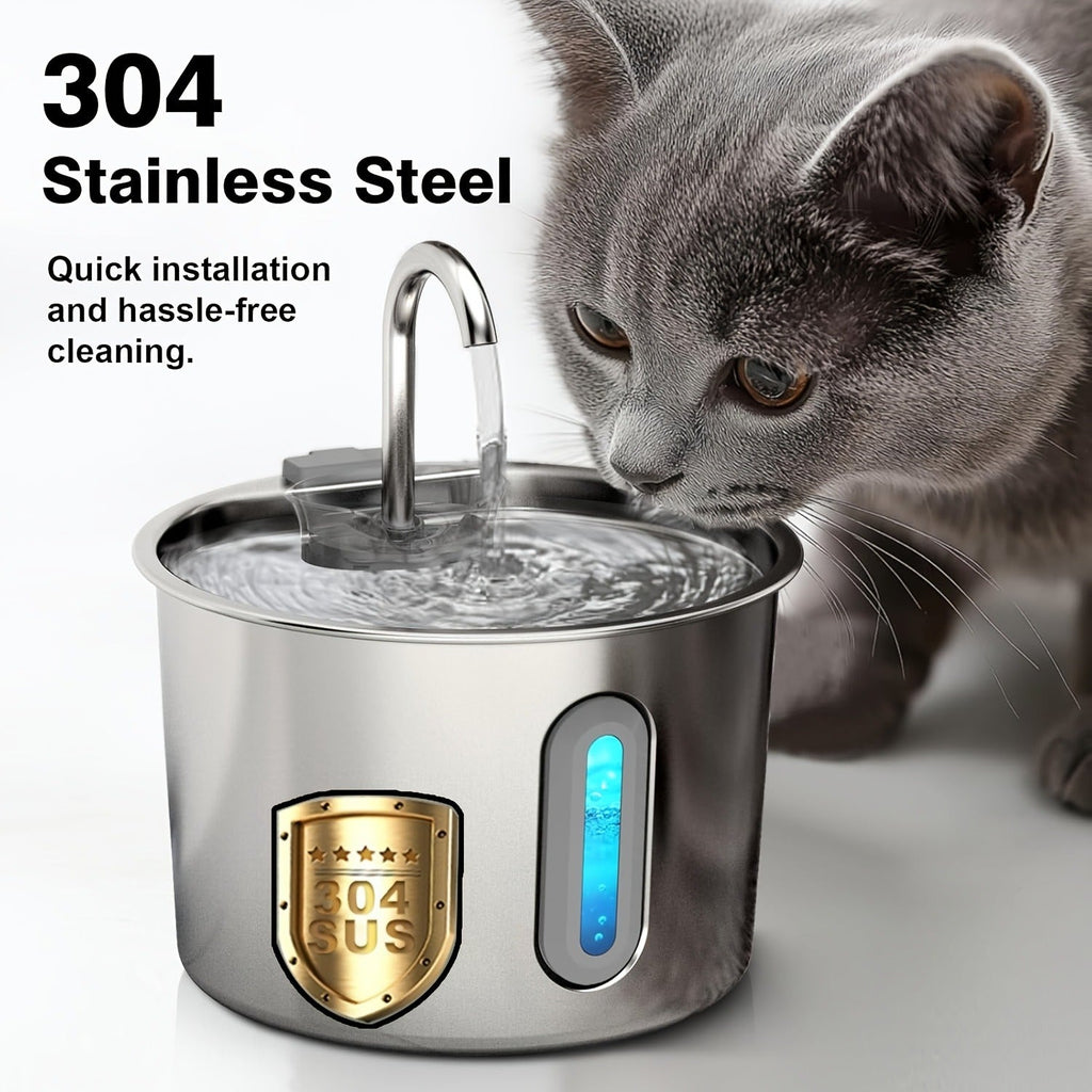 304 Food-Grade Steel, Ultra-Quiet USB Pump, 3-Stage Filtration, Visible Water Level Window, Auto Circulation for Cats & Small Dogs – Stainless Steel Cat Water - product image 8
