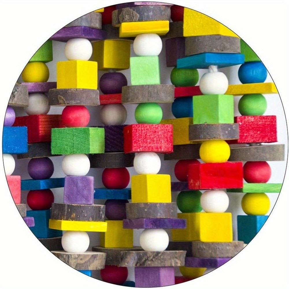 Multicolored Foraging Shredding Toy for Large Parrots & Birds – Bird Parrot Chewing Toy Large Natural Wooden Blocks Tearing Toy 15.7"x9.8" for Macaws Cockatoos - product image