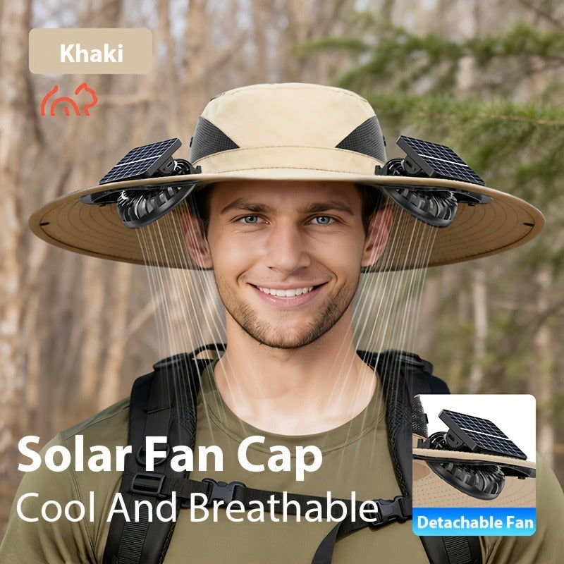 Adjustable Strap, Breathable Mesh Design, High Airflow, Long Battery Life, Ideal for Fishing Hiking Camping Gardening Outdoor Work | Solar Powered Dual Fan Sun - product image 15