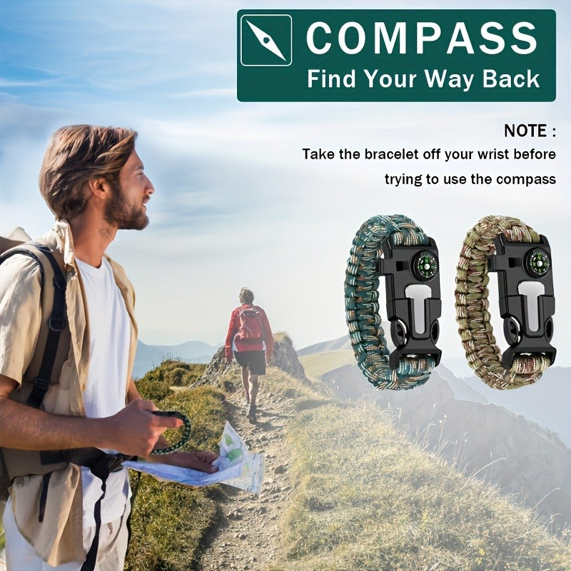 Paracord Survival Bracelet 2-Pack | 5-in-1 Tactical Emergency Bracelet with Fire Starter, Compass, Loud Whistle & Scraper, Outdoor Gear for Hiking, Camping - product image 7