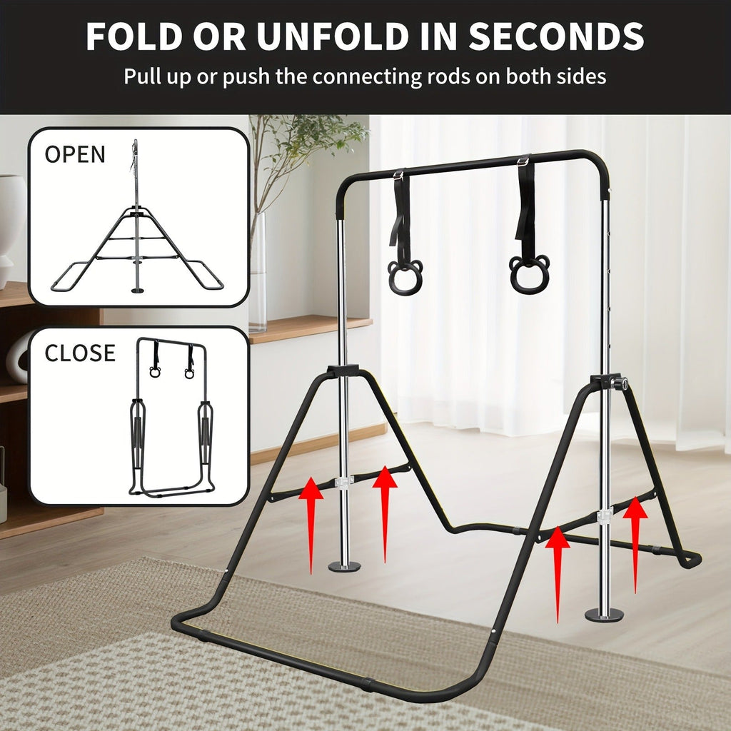 Height Adjustable Horizontal Bar for Indoor Outdoor Home Use, Strength Training & Fitness Exercise Equipment, Green & Yellow – Adjustable Gymnastics Pull-Up - product image 10