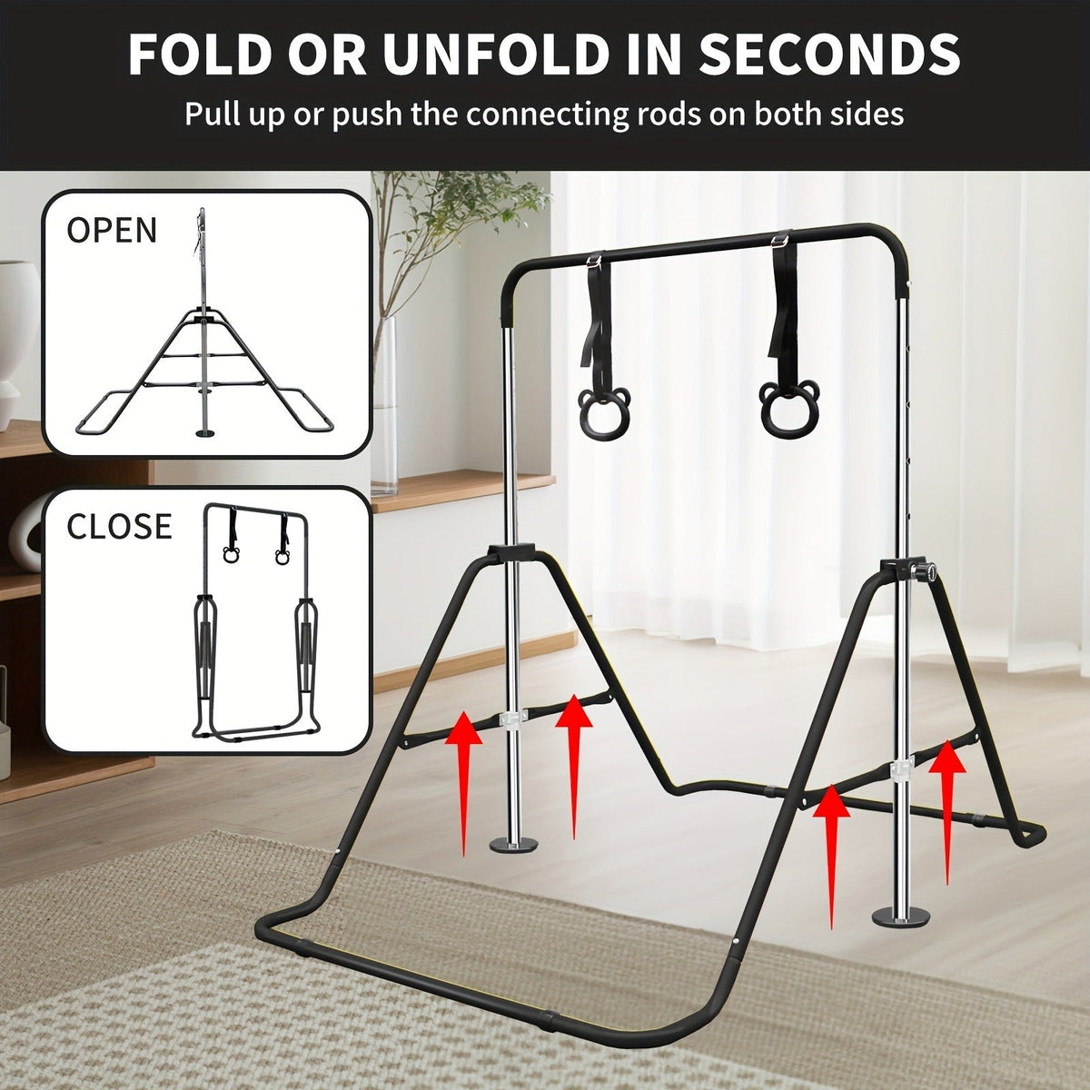 Height Adjustable Horizontal Bar for Indoor Outdoor Home Use, Strength Training & Fitness Exercise Equipment, Green & Yellow – Adjustable Gymnastics Pull-Up - product image 10