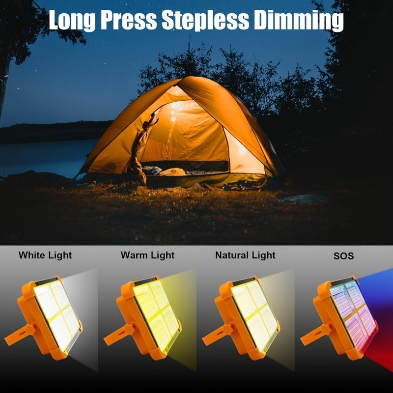 2000 Lumen Rechargeable Camping Light, Adjustable Brightness, Solar & USB-C Dual Charging, Waterproof Portable Hanging Lamp for Camping, Hiking, Garage & Emergency, 10 Pack – Solar LED Work Light with Magnetic Hook