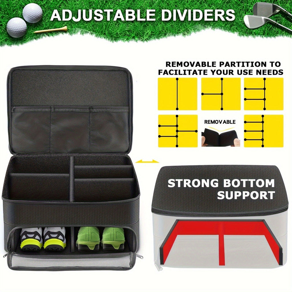 Golf Organizer Storage Box with Compartments and Mesh Pockets Long-lasting Golf Accessory Case for Golf Balls Shoes Gloves Tees and Essentials - product image 5