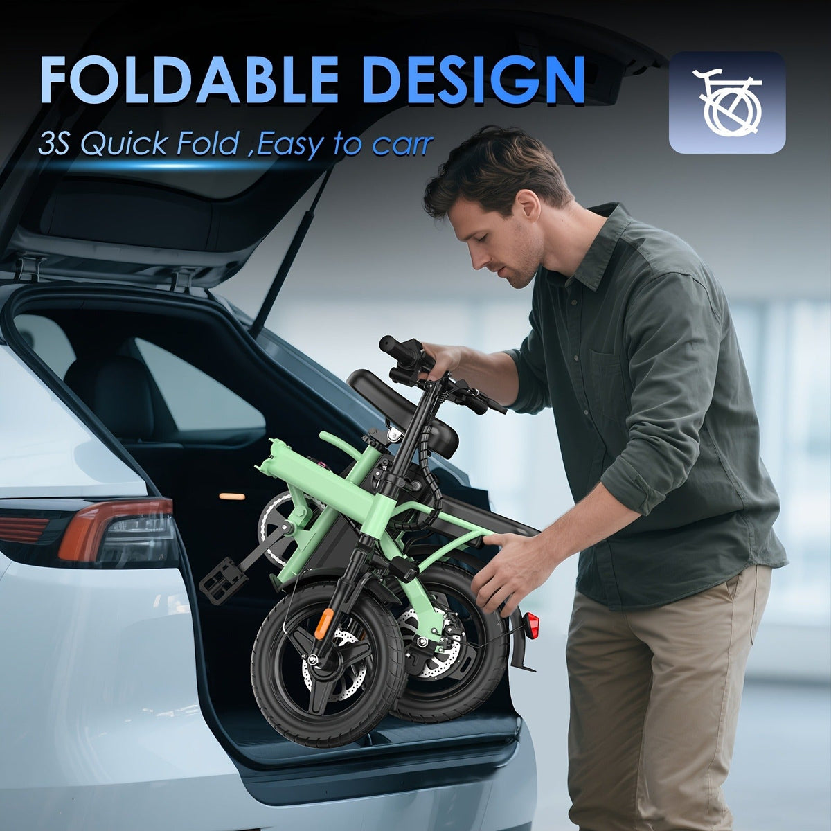 48V 10AH Removable Battery 350W Motor | Folding E-Bike 14" - product image 3