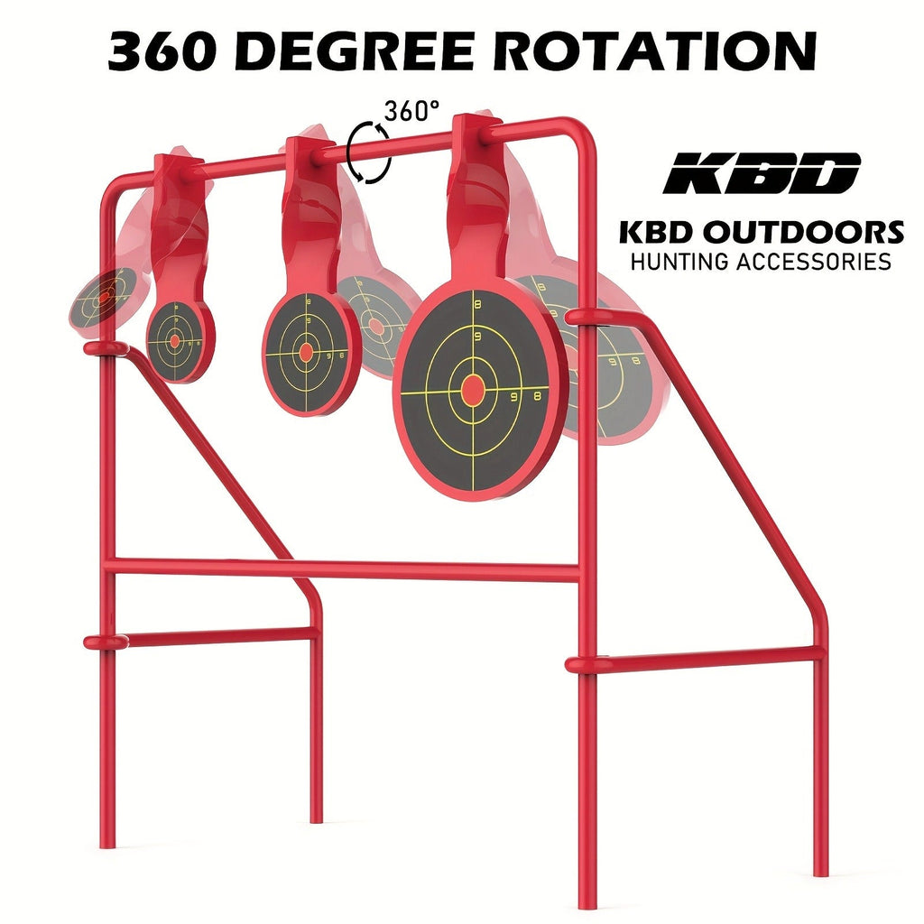.22LR Rimfire Steel, 3 Floating Targets + 15 Bullseye Paper Targets, Foldable & Easy Setup – Triple Spinner Shooting Target