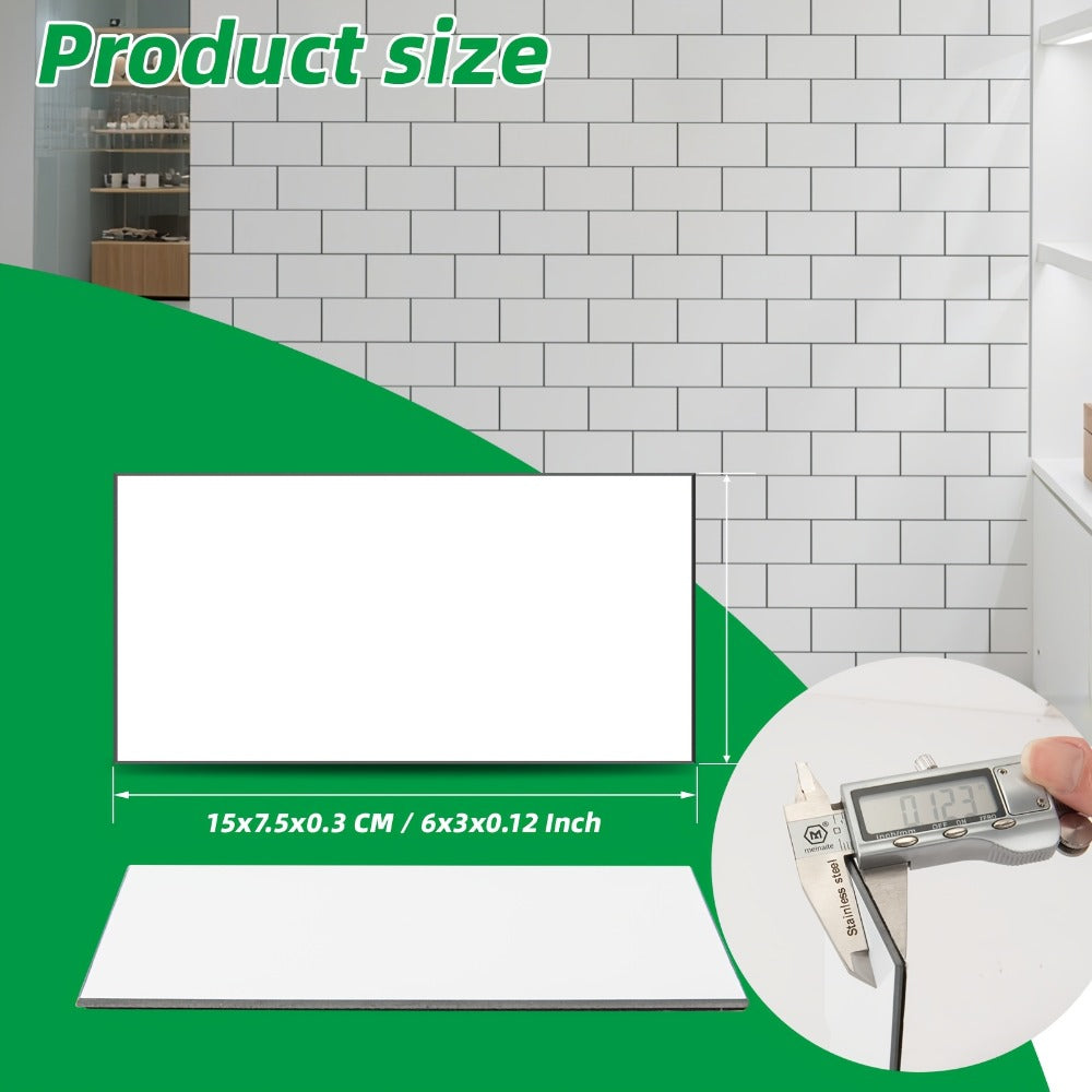 Peel and Stick Subway Tiles 102 Pieces 3x6 Inch Glossy White PVC Self Adhesive Kitchen Backsplash Bathroom Fireplace Wall Panels Waterproof Heatproof Scratch Resistant DIY Remodeli - product image 2