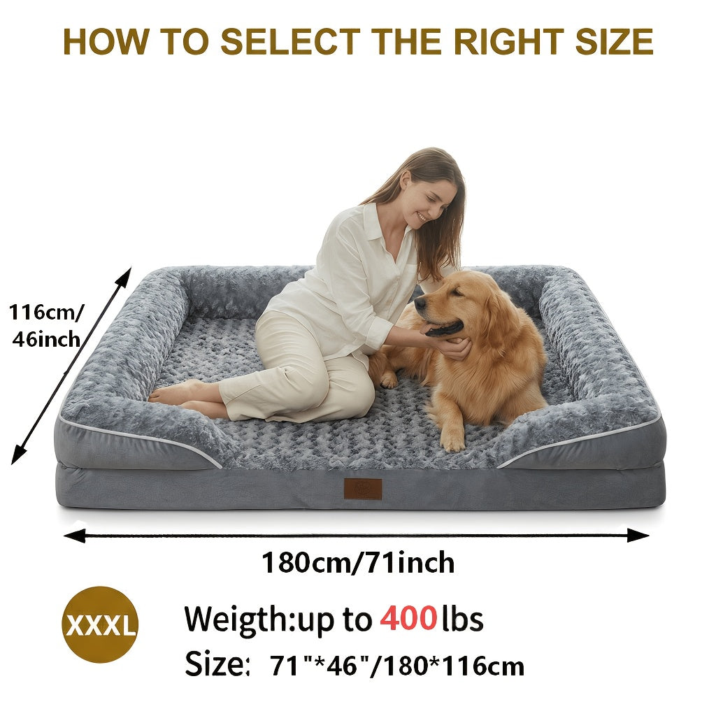 Washable Removable Cover, 3-Inch Thick Anti-Anxiety Plush, Nonskid Bottom for Extra Large Dogs, M to XXXL, Grey – Orthopedic Dog Sofa Bed C-Shape Bolster - product image 3