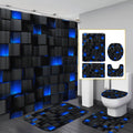 Shower Curtain Set with 12 Hooks & Toilet Seat Cover, 4-Piece Bathroom Set Dark Blue Geometric Abstract Cube Pattern, Modern Waterproof Bath Curtain Set for Bathroom Decor - product image 12