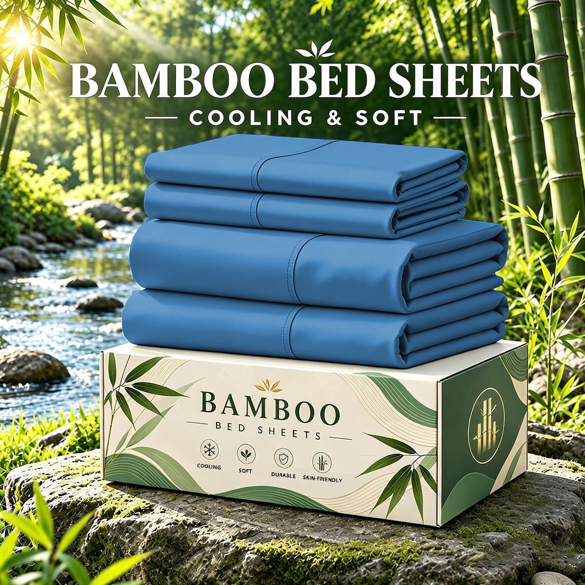 6 pcs Deep Pocket Cooling Bamboo Sheet Set, Luxurious and Ultra-Soft, Breathable, 16 Inch Extra Deep Pocket, Twin, Full, Queen, King, Multiple Colors to Choose - product image 23