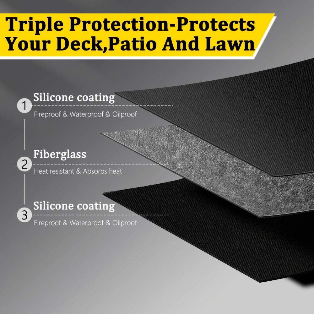 Grill Mat Fire Resistant BBQ Pad – Oversized Under Grill Mat 2000°F Heat Resistant, Waterproof Oil-Resistant Deck Protector for Outdoor Grilling, Fireplace & Fire Pit – 60x48, 72x3 - product image 2