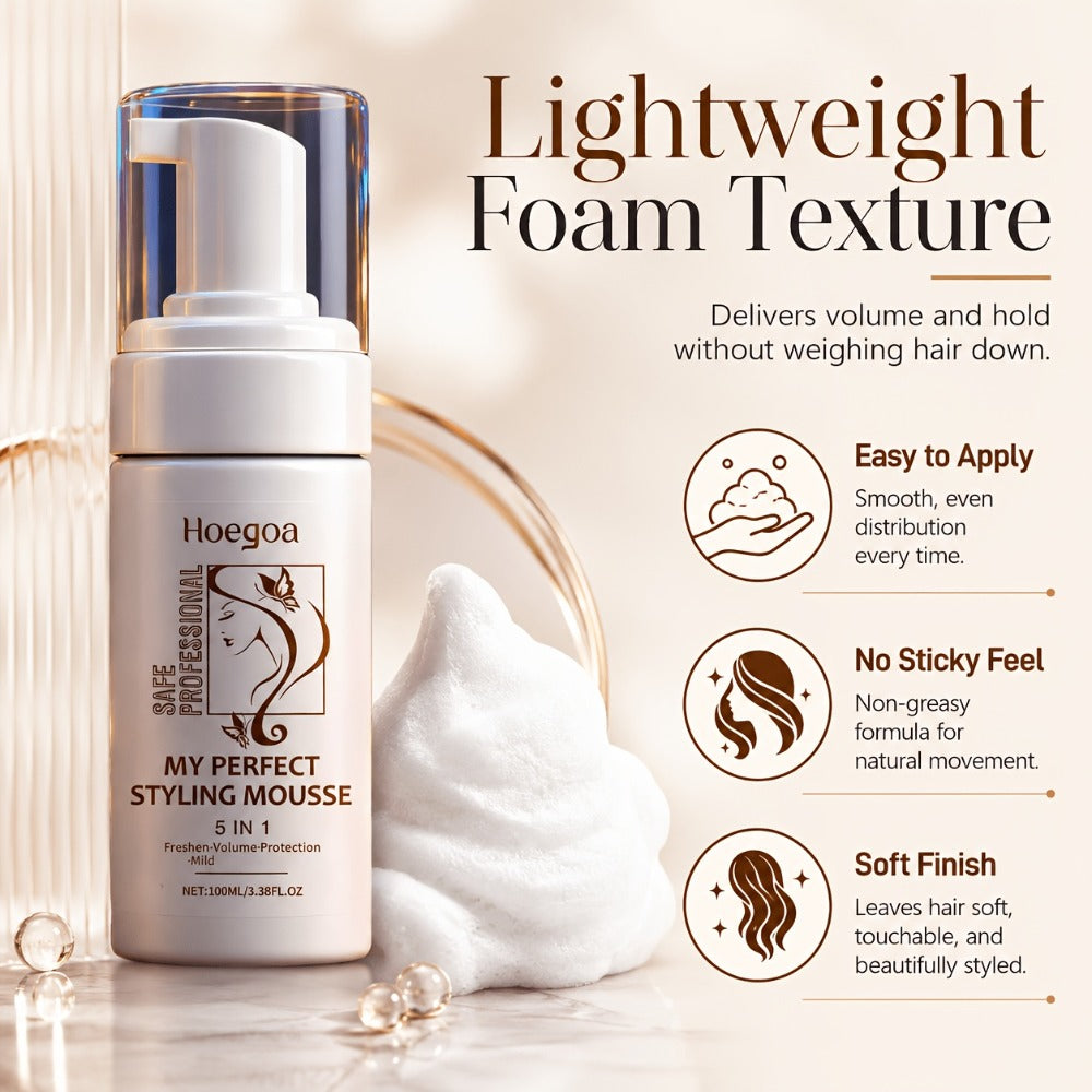 Hair Styling Mousse with Mint Extract & Hyaluronic Acid — Long-Lasting Flexible Hold, Moisturizing Mild Formula, Frizz Control, Volume & Shine for All Hair Types, Women, 100ml — Gi - product image 9