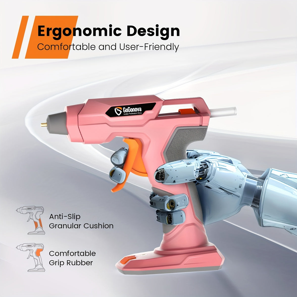Cordless Hot Glue Gun, An Ideal Christmas Gift, Gogonova Glue Gun 20s Fast Heating, Anti-Drip, Safety Protection Design, USB Rechargeable, Perfect for DIY - product image 2