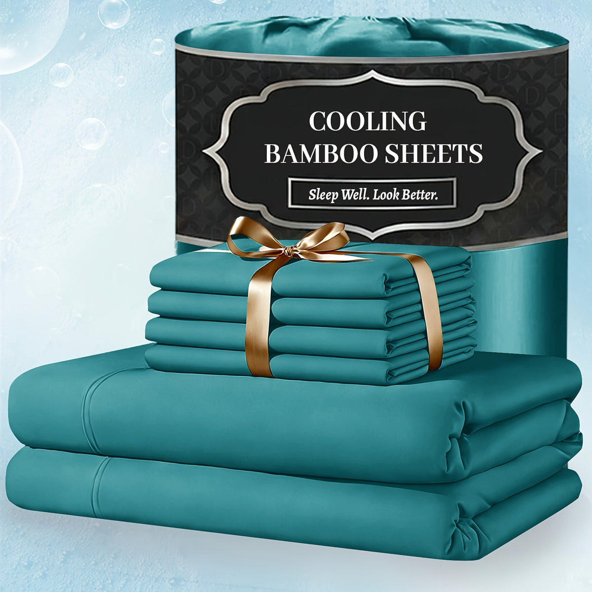 Extra Deep Pocket Bamboo Sheets - 6 pcs Breathable & Cooling Bamboo Bed Sheet Set, Hotel Luxury Fitted Sheet Set, Soft Wrinkle-Free for Extra Deep Mattresses - product image 11