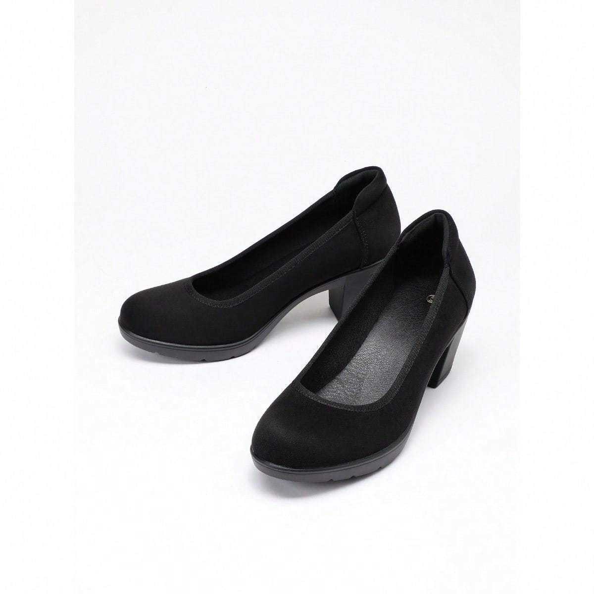 Women's Block Heel Pumps Work Shoes Office Lady Round Toe High Heels Dress Shoes, Women Shoes - product image 17