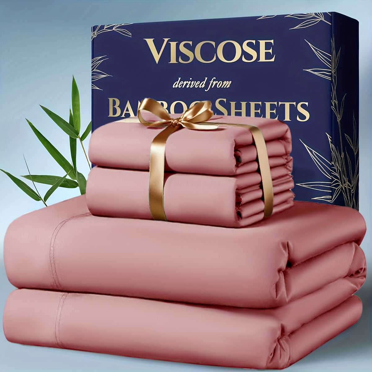 4 pcs Bamboo Cooling Bedding - Extra Deep Pocket Breathable and Cooling - Suitable for Hot Sleepers and Sweats, Children Pillowcases, Flat Sheet and Fitted - product image 11