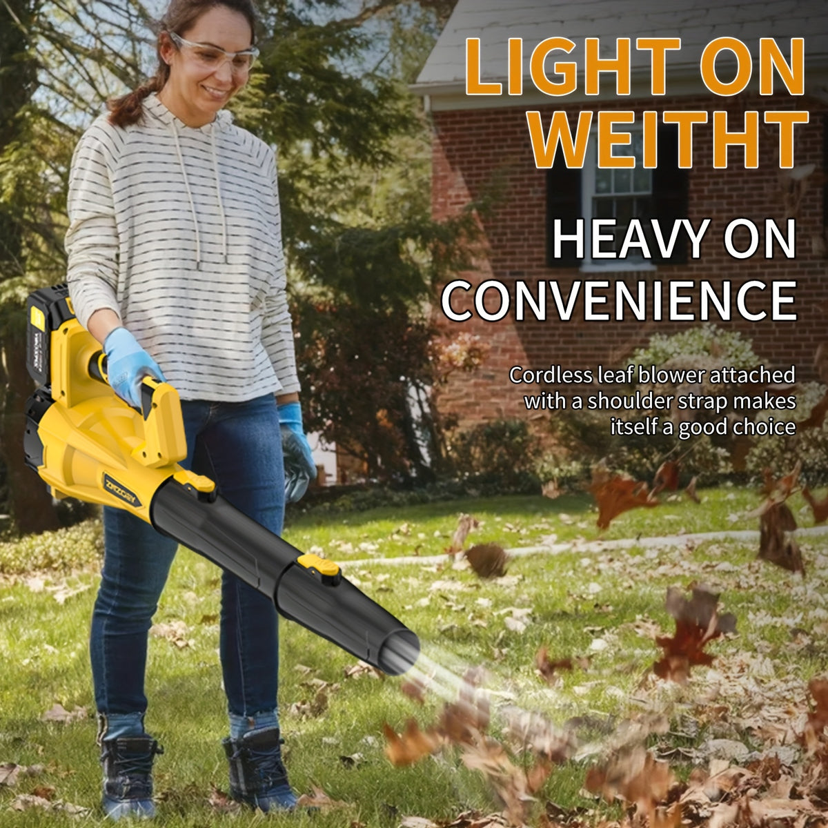 High Power Cordless Leaf Blower with 4.0Ah Batteries, 580CFM/160MPH, 6 Speed Levels & Extension Nozzle - Ergonomic Non-Slip Handle, Lightweight Design for Lawn - product image 4