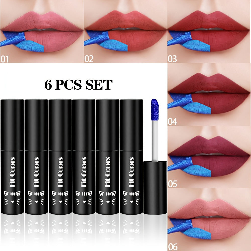 Matte Velvet Lip Stain Set 6 Colors Waterproof Smudge-Proof Long Lasting — Metallic Blue Cobalt Bold Shades Vegan Hypoallergenic Lip Gloss for All Skin Tones - product image 3