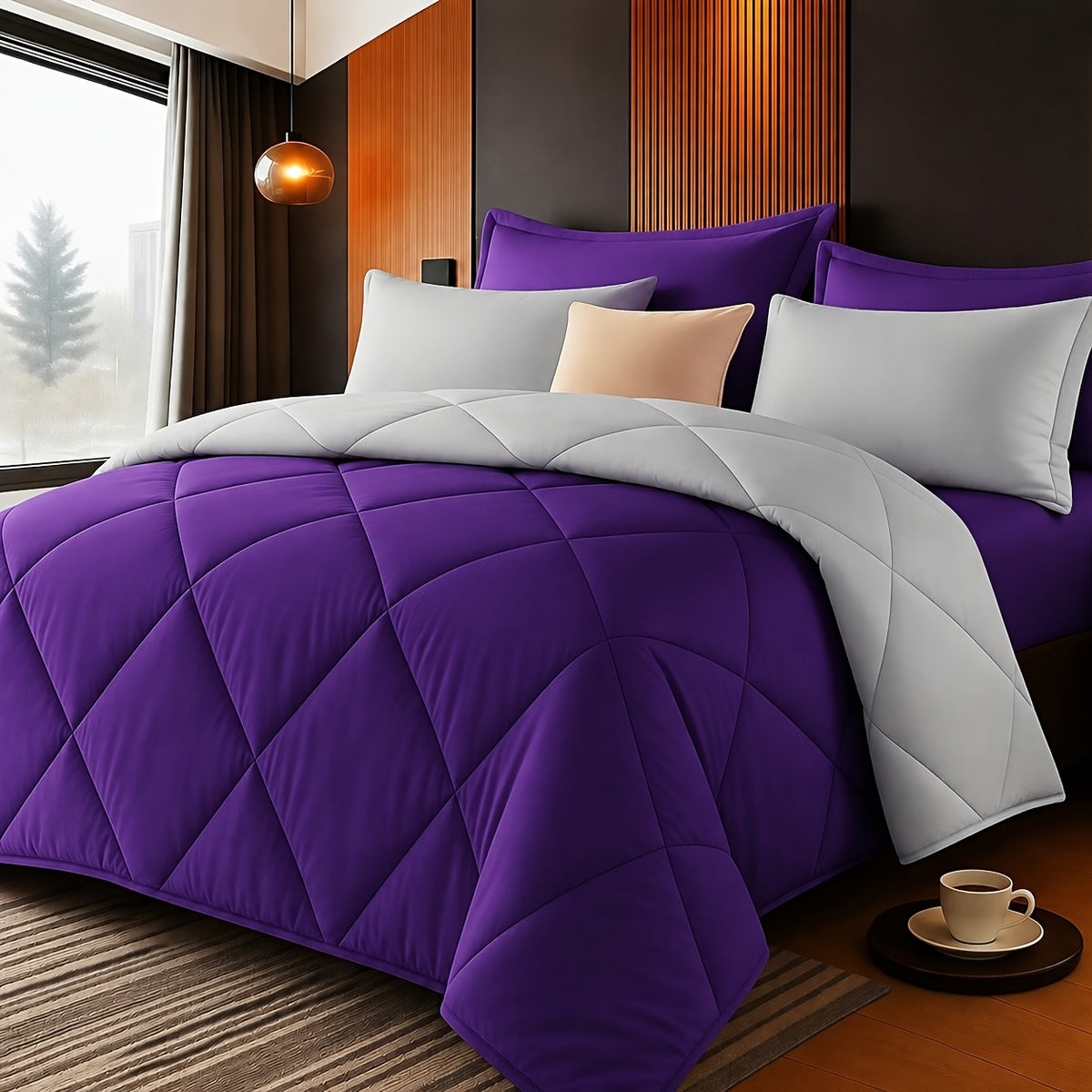 3 pcs Solid Color Diamond Quilted Large and King Size Bedding, Soft, Comfortable, and Fluffy, with Microfiber Filling and Lightweight, Breathable Fabric, Easy - product image 3