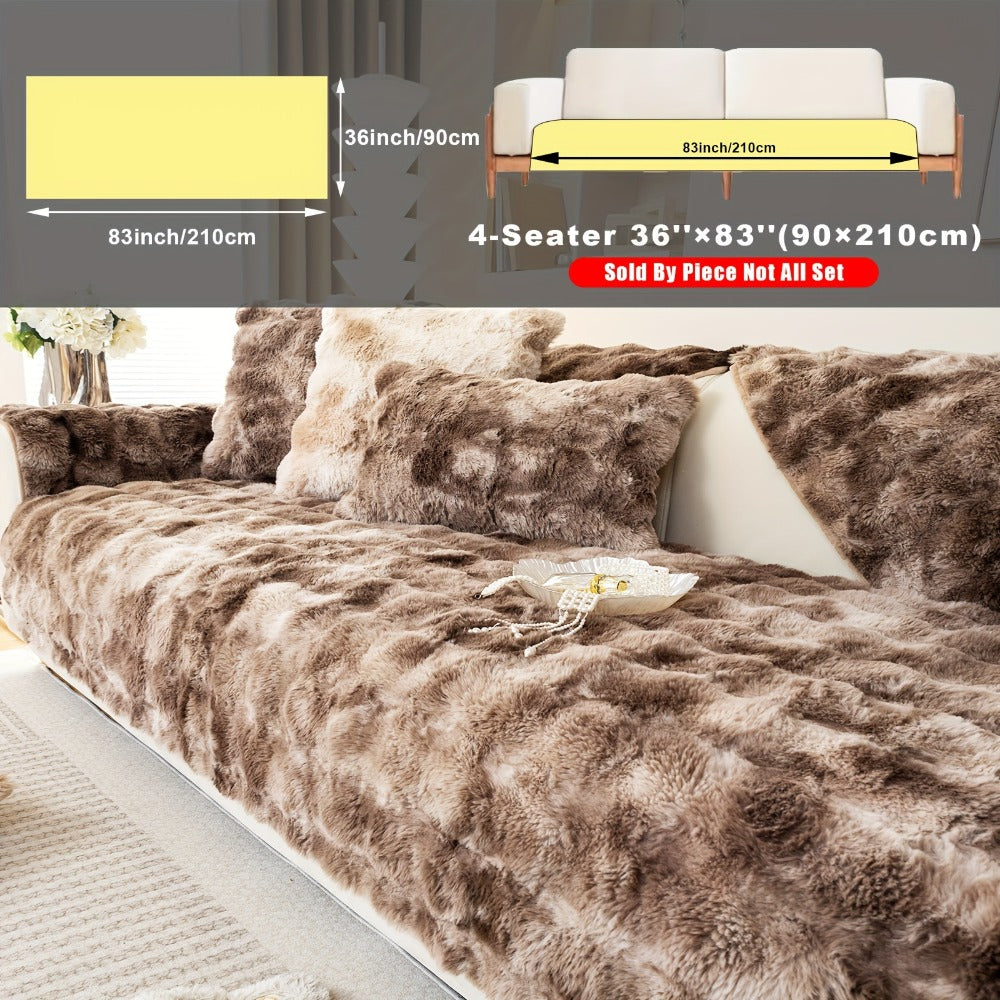 Plush Sofa Cover Faux Lamb Thick Fluffy Couch Slipcover Pet Friendly Machine Washable Gradient Color Polyester Furniture Protector for Armchair Single Double Triple Sofa Living Roo - product image 22