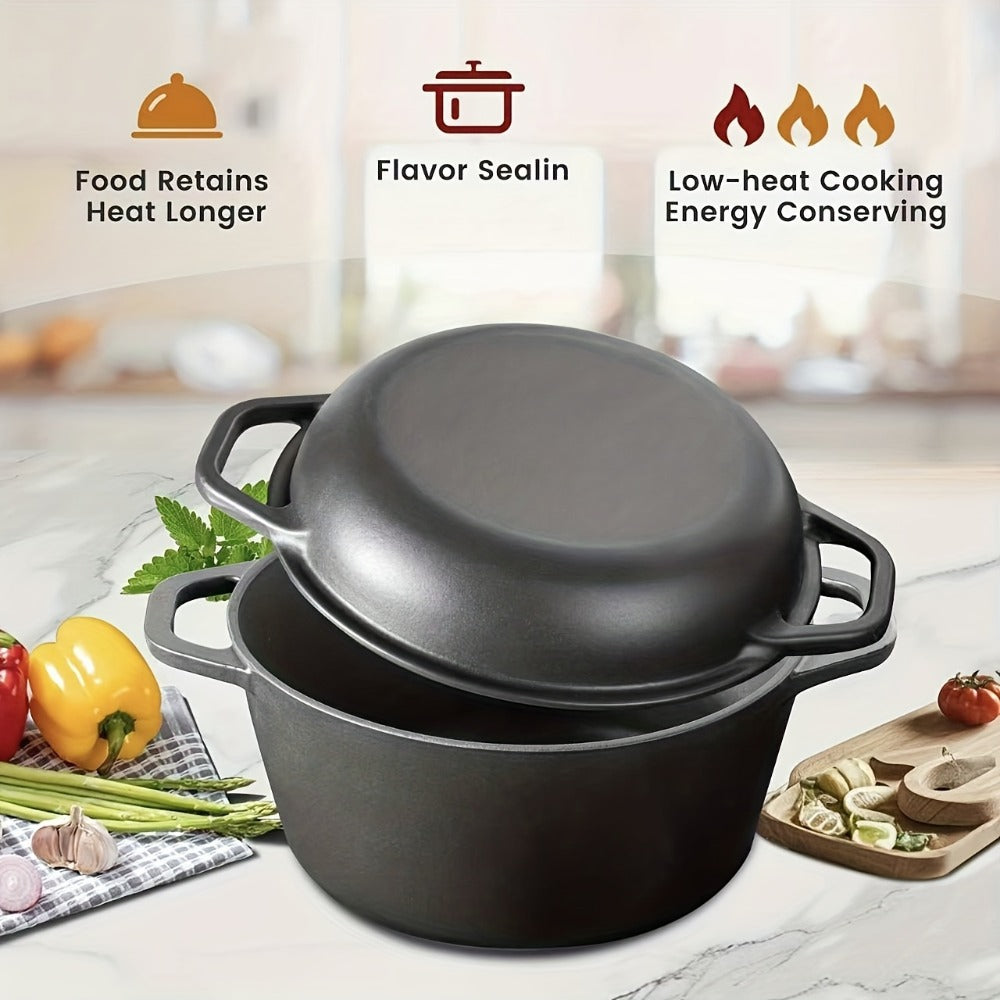 Cast Iron Dutch Oven Set 5.1QT & 7QT with Skillet Lid – Pre-Seasoned 2-in-1 Cookware for Stovetop, Induction, Oven, Campfire & BBQ, Sourdough Bread Baking, Frying, Camping - product image 16
