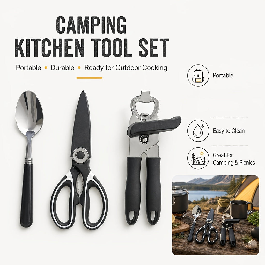 10 & 27 Piece Outdoor Cooking Utensil Kit with Organizer Bag for Camping, BBQ, Picnic, RV, Travel & Backpacking – Camping Cookware Set Stainless Steel - product image 2