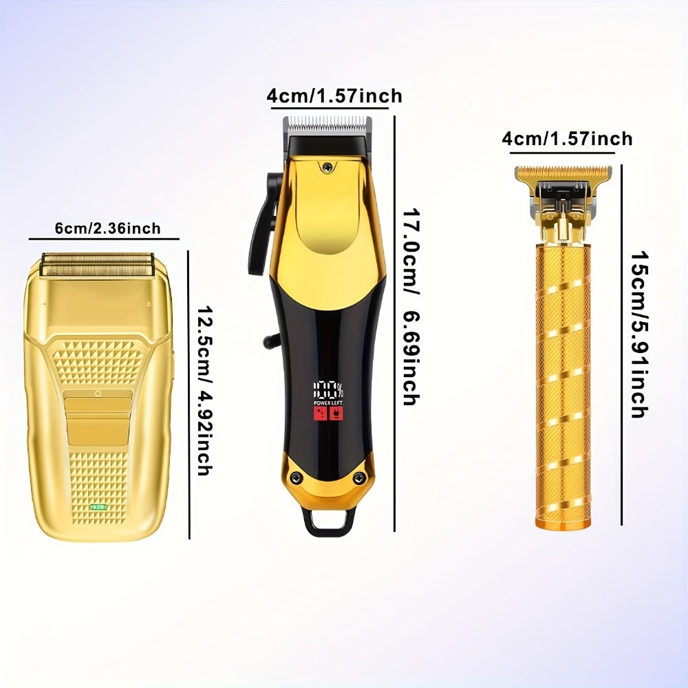 Men's Grooming Kit Hair Clipper Set USB Rechargeable LCD Display - Professional Clipper Razor T-Blade Trimmer 8 Guide Combs & Apron Complete Home Barber Kit Gold Black Gift for Men - product image 5