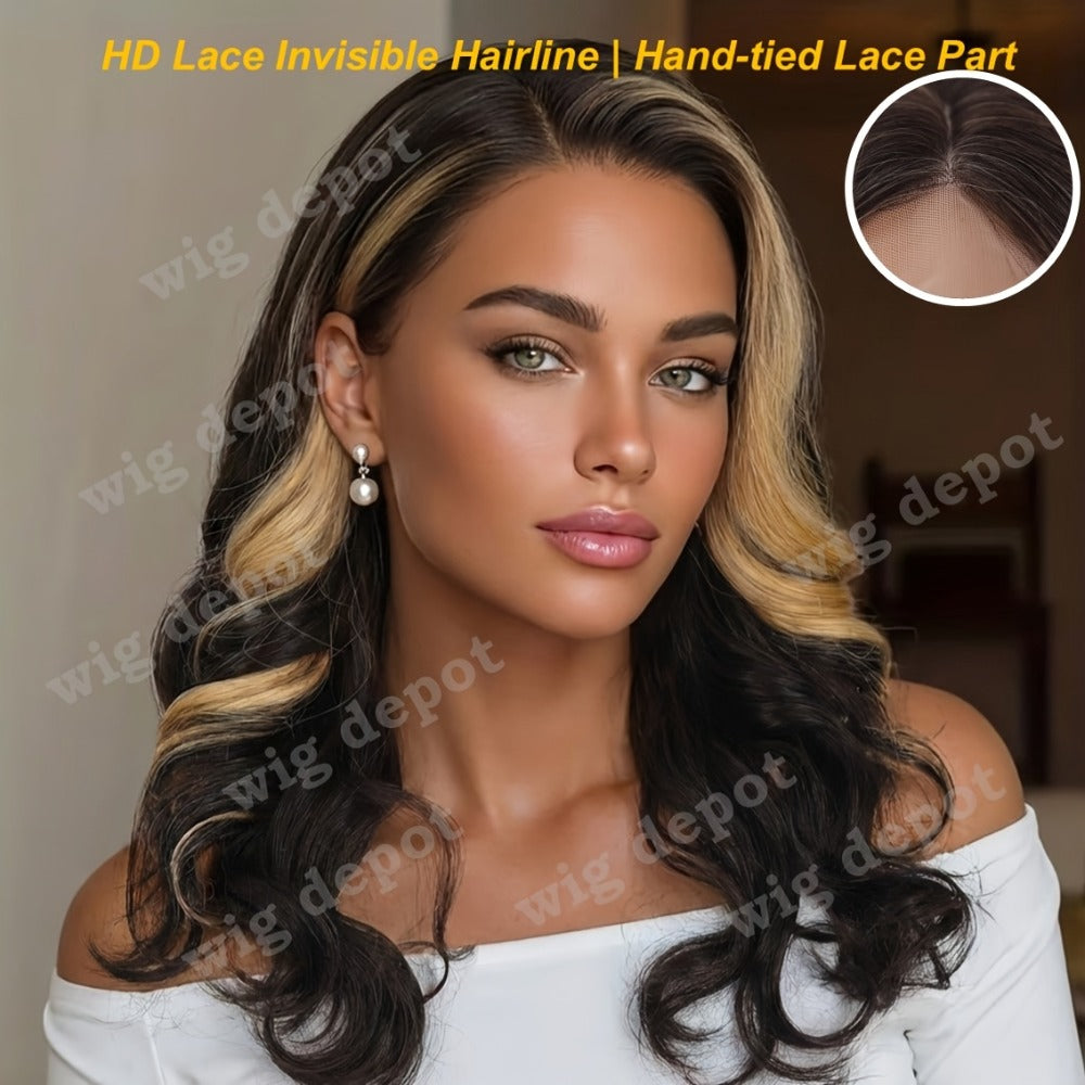 U Part Lace Front Bob Wig 4x1 Glueless Rose Net Cap Middle Part Natural Hairline Synthetic Wig for Women 14 Inch Brown Highlights Milky White Black Pink - product image 12