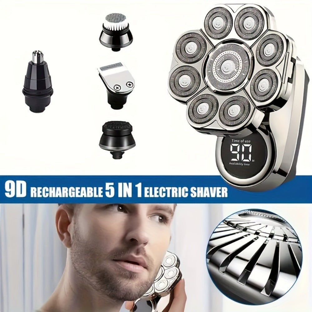 9D Electric Head Shaver for Bald Men – 5-in-1 Cordless Rechargeable Bald Head Razor & Grooming Kit for Home and Travel - product image 10