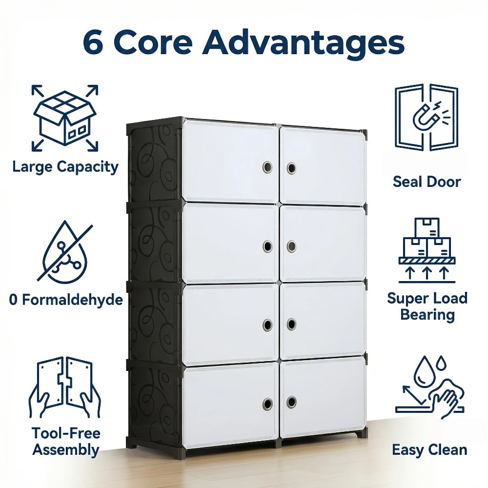 Modular Storage Cabinet with Magnetic Door, 3-Tier & 4-Tier Closet Organizer, Large Capacity Wardrobe Storage Unit, Dust-Proof Odor-Free Stackable Shelves, Easy Assembly for Bedroo - product image 15