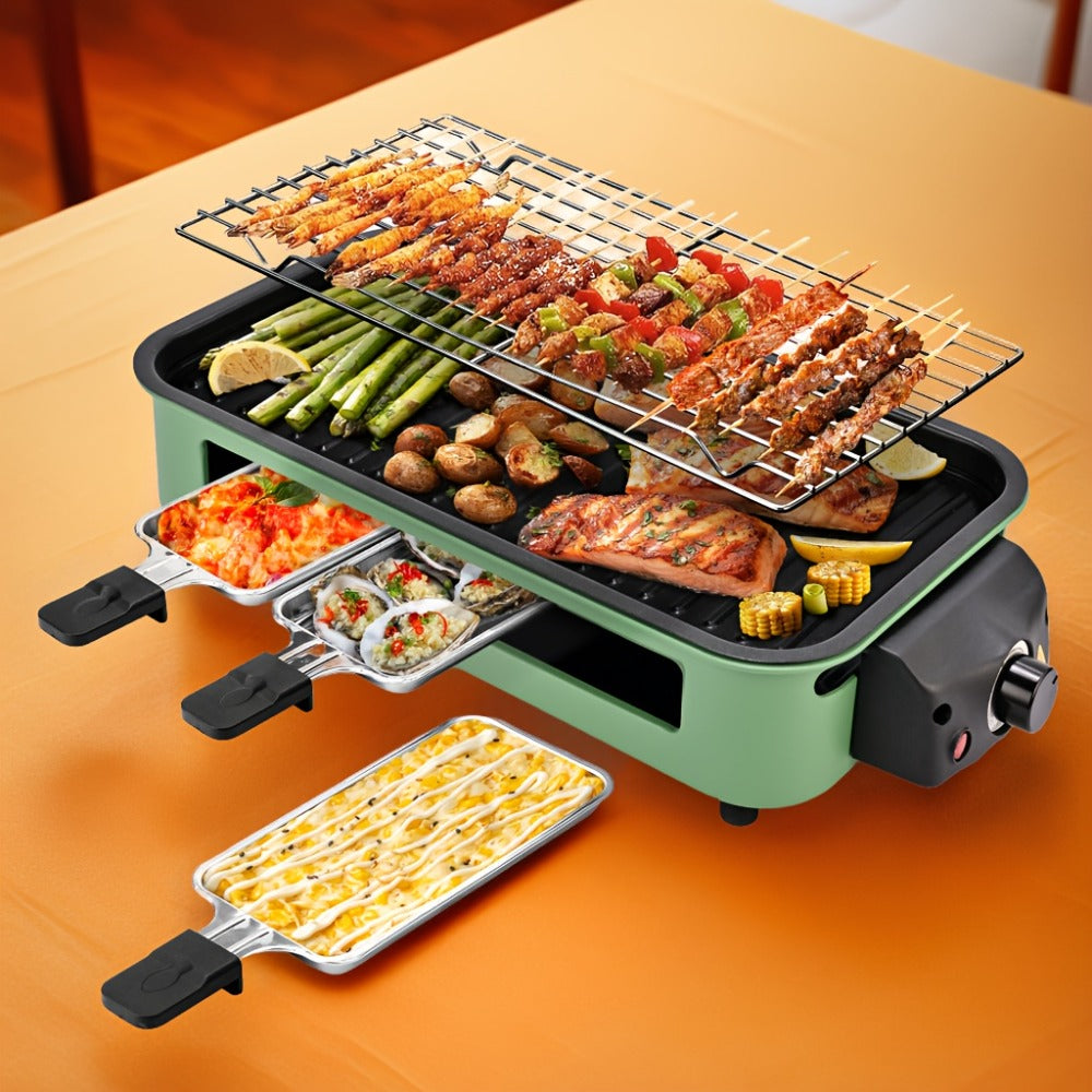 Indoor Electric Smokeless Grill 1500W – Raclette Table Grill with 3 Mini Pans, 16x9" Non-Stick Detachable Plate, Dishwasher Safe, Portable for Home Kitchen - product image 6