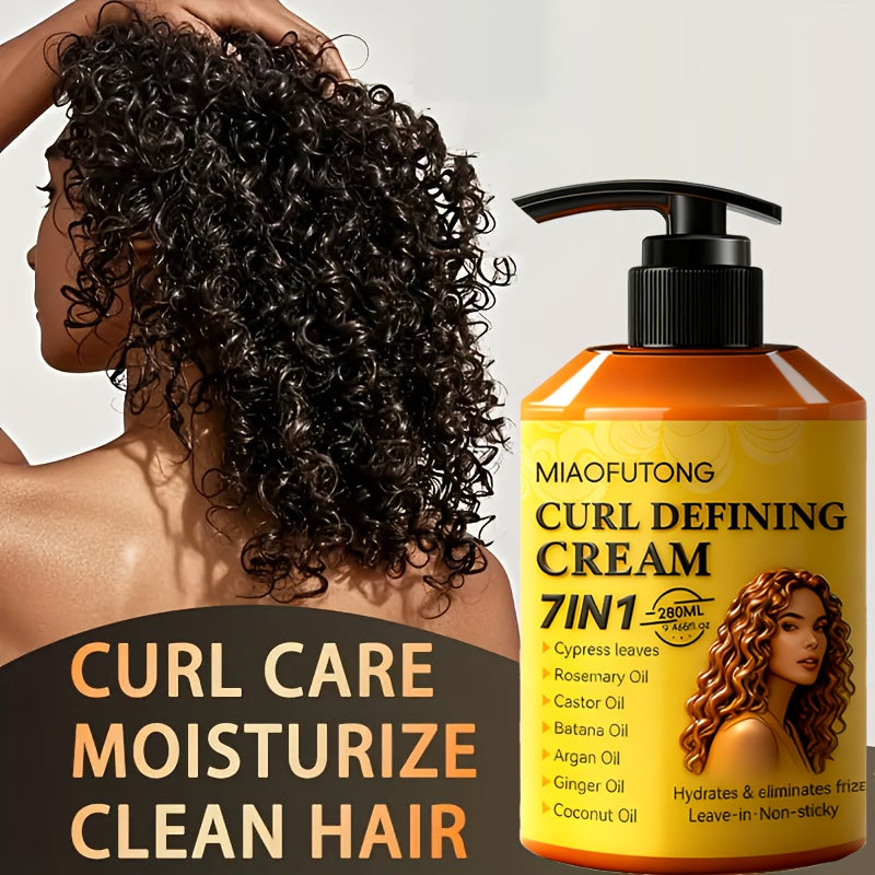 7-in-1 Botanical Curl Cream 280ml – Deep Moisture Curl Defining Cream with Argan, Rosemary, Castor & Coconut Oil, Anti-Frizz Long-Lasting Volume for Wavy Curly Coily Hair - product image 12