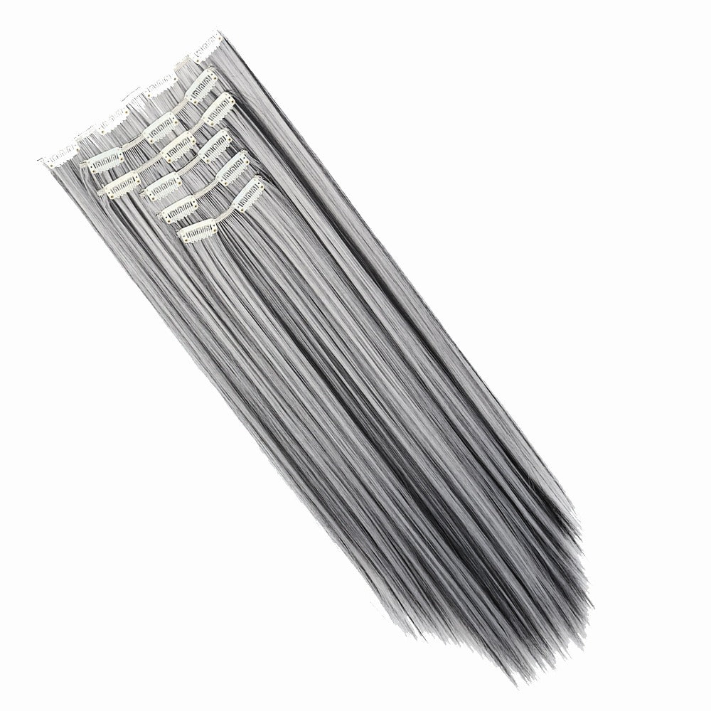 Space Gray Clip In Hair Extensions 6 Piece Set 24 Inch Heat Resistant Synthetic Fiber – Instant Length & Volume for Women | Daily Wear Halloween Costume Cosplay Party Gift - product image 7